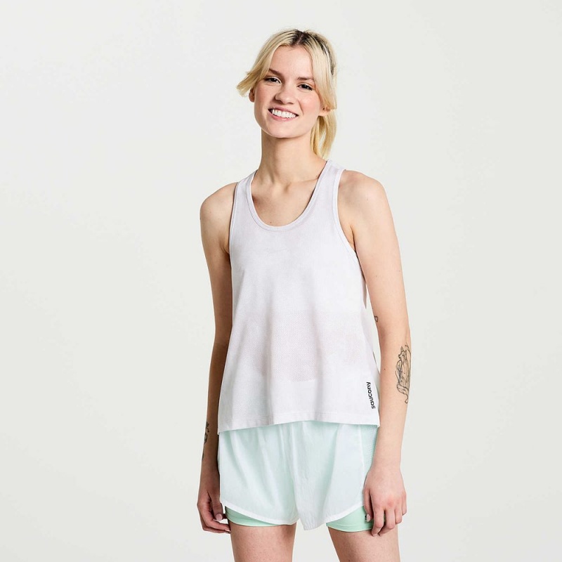 Saucony Elevate Tank Top White Tie-Dye Print | 467389-ZUK