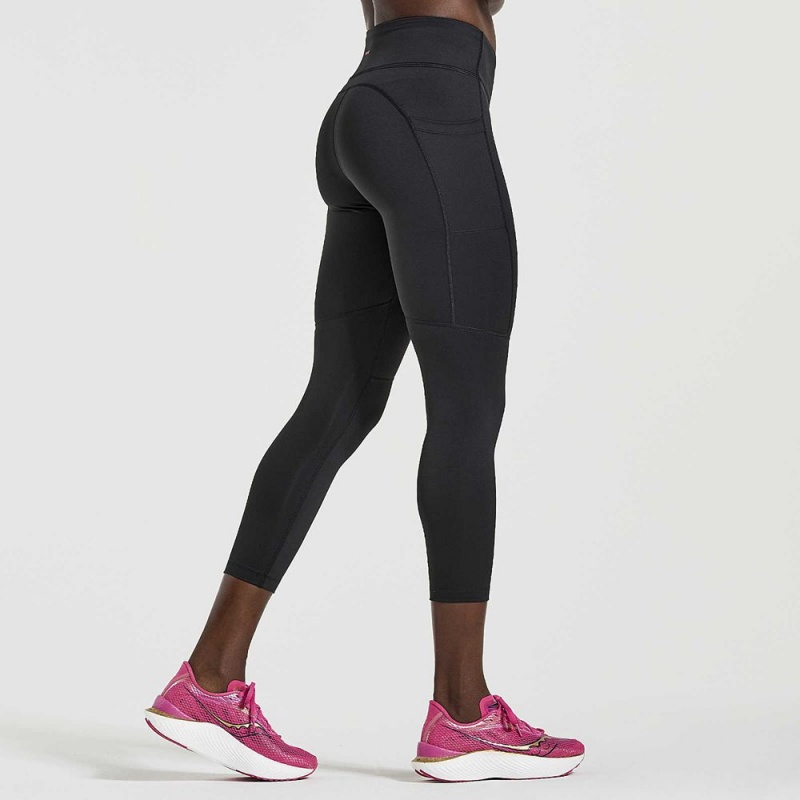 Saucony Fortify Crop Tight Black | 304687-PSQ