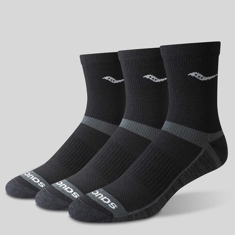 Saucony Inferno Cushion Mid 3-Pack Sock Black | 842175-LQE