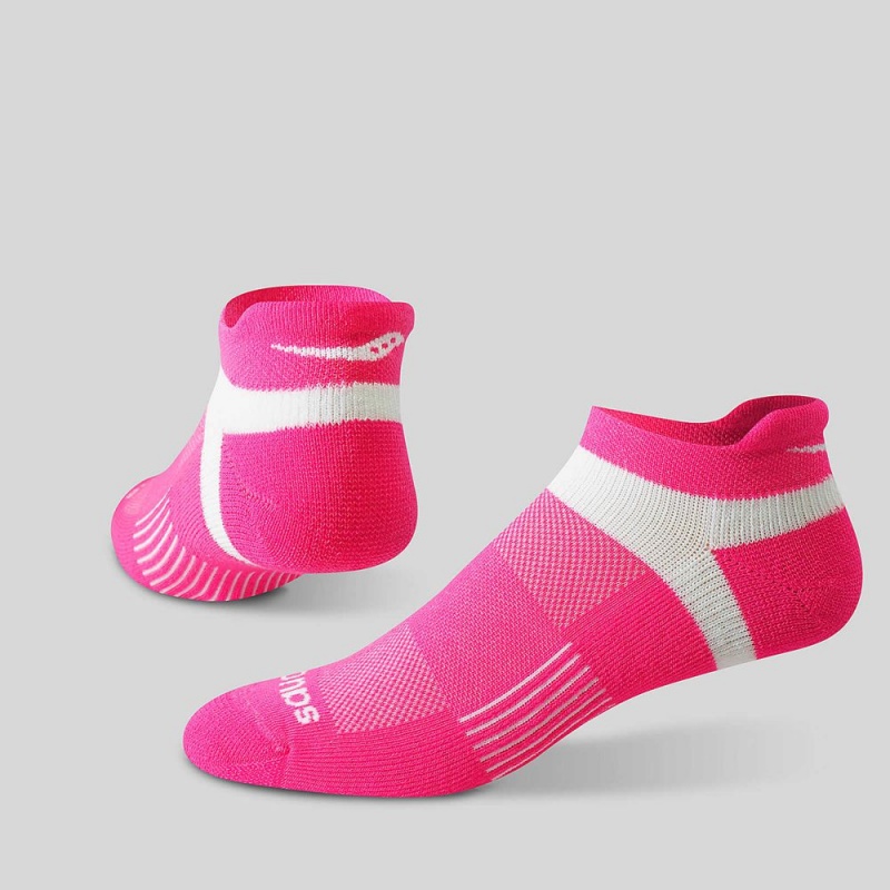 Saucony Inferno Cushioned No Show Tab 3-Pack Socks Pink | 843179-FPI