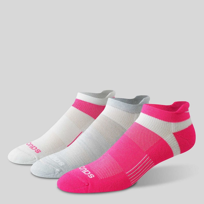 Saucony Inferno Cushioned No Show Tab 3-Pack Socks Pink | 843179-FPI