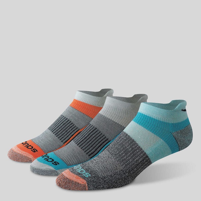 Saucony Inferno Cushioned No Show Tab 3-Pack Socks Grey Heather | 953872-CSL