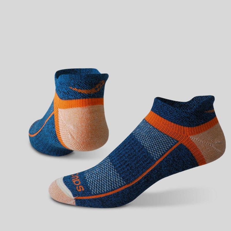 Saucony Inferno Merino Wool Blend No Show 3-Pack Sock Orange/Blue | 596820-KHO