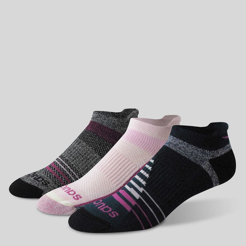 Saucony Inferno Merino Wool Blend No Show 3-Pack Sock Pink | 853029-GFD