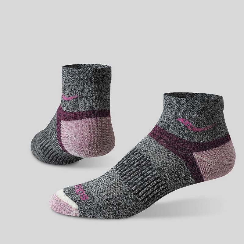 Saucony Inferno Merino Wool Blend Quarter 3-Pack Sock Pink | 642719-XCE