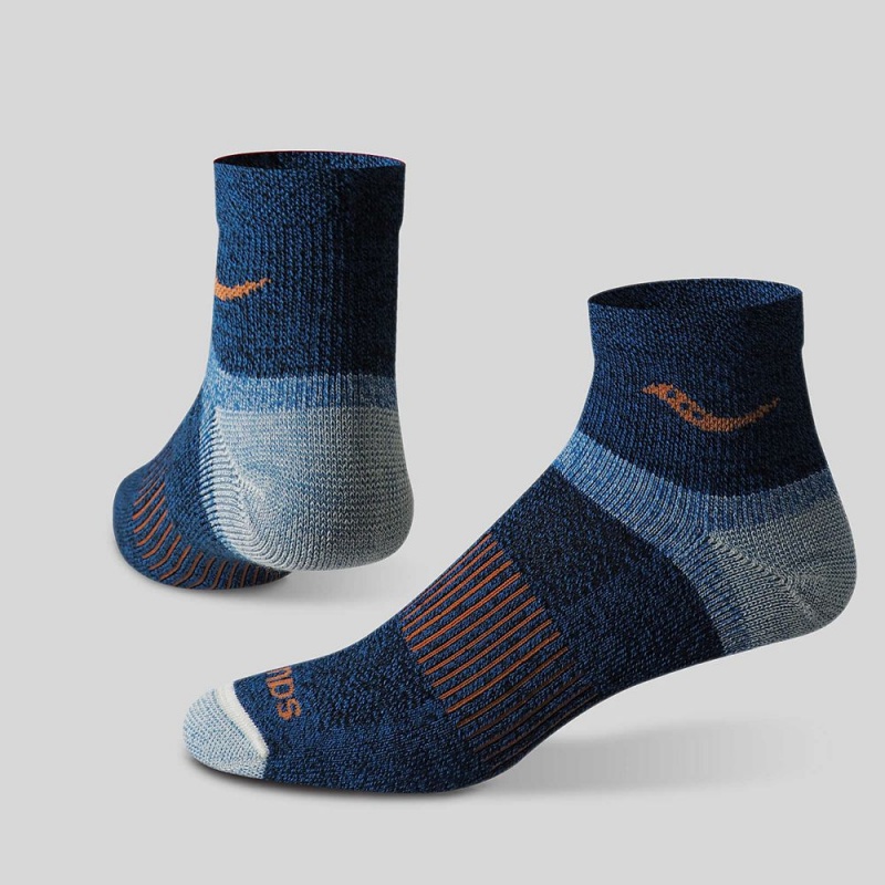 Saucony Inferno Merino Wool Blend Quarter 3-Pack Sock Blue Assorted | 471582-NDS