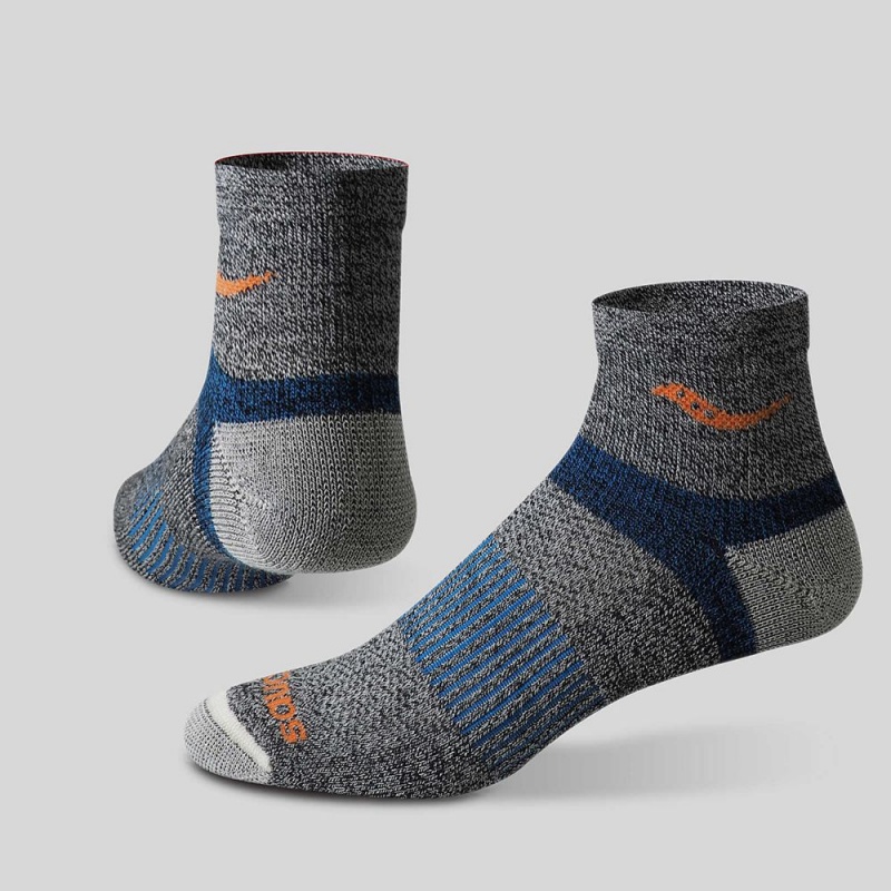 Saucony Inferno Merino Wool Blend Quarter 3-Pack Sock Blue Assorted | 471582-NDS