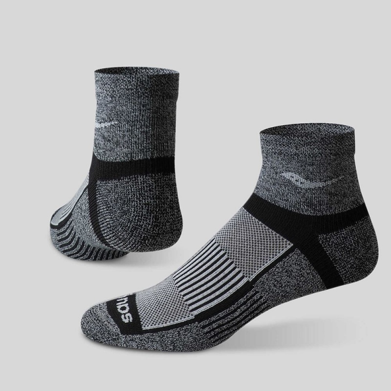 Saucony Inferno Quarter 3-Pack Socks Black White Twist | 429730-NZE