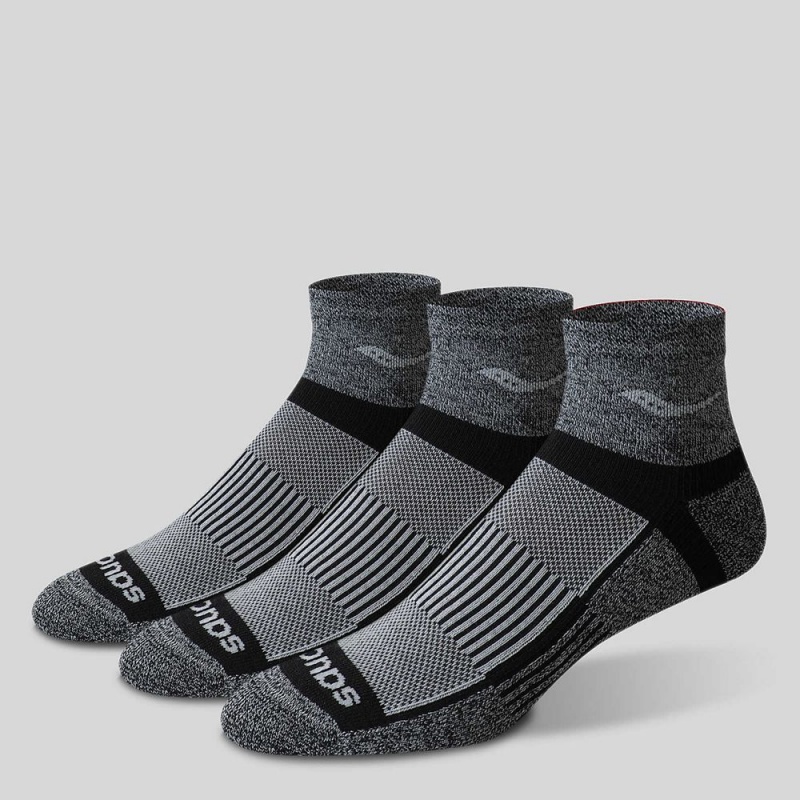 Saucony Inferno Quarter 3-Pack Socks Black White Twist | 895236-VMZ