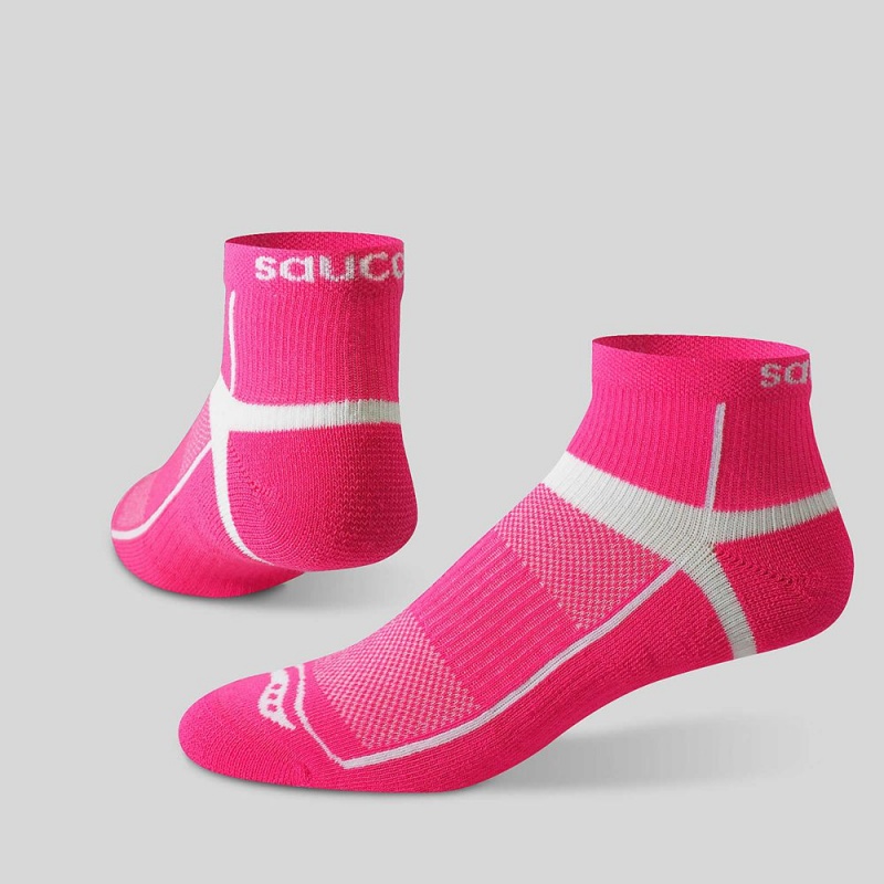 Saucony Inferno Quarter 3-Pack Socks Bright Pink | 296534-MAW