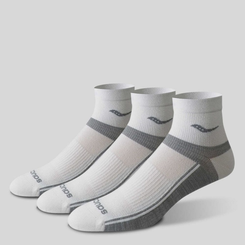 Saucony Inferno Ultralight Quarter 3-Pack Socks White Assorted | 682319-KLH