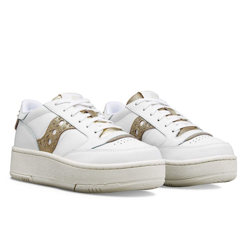 Saucony Jazz Court Platform Lux White/Gold | 620459-KZP