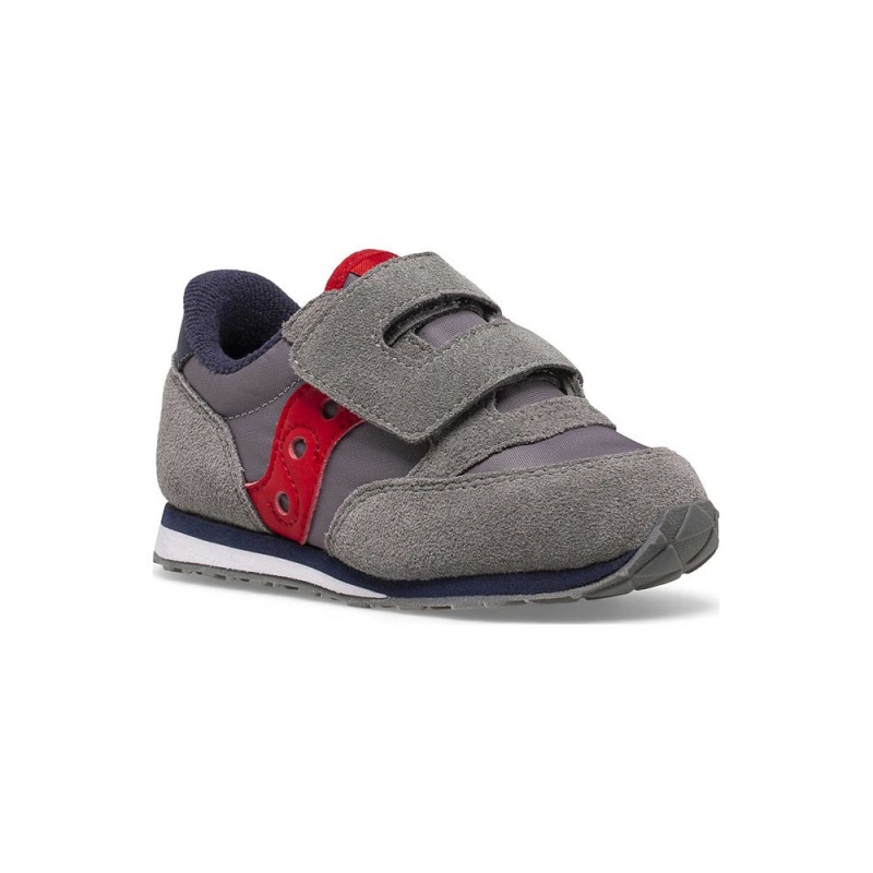 Saucony Jazz Hook & Loop Sneaker Grey/Navy/Red | 258049-IPW