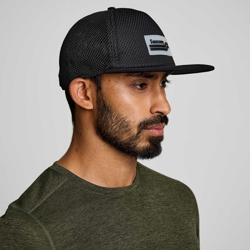 Saucony Outpace Mesh Trucker Hat Black | 093541-ZAX