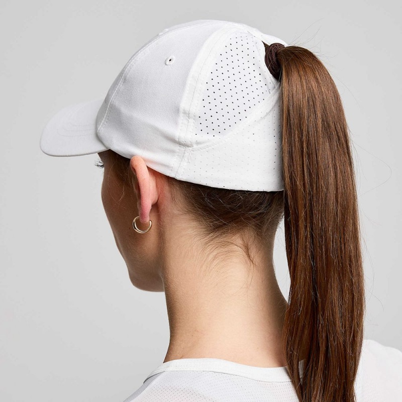 Saucony Outpace Pony Hat White Graphic | 984170-KRL