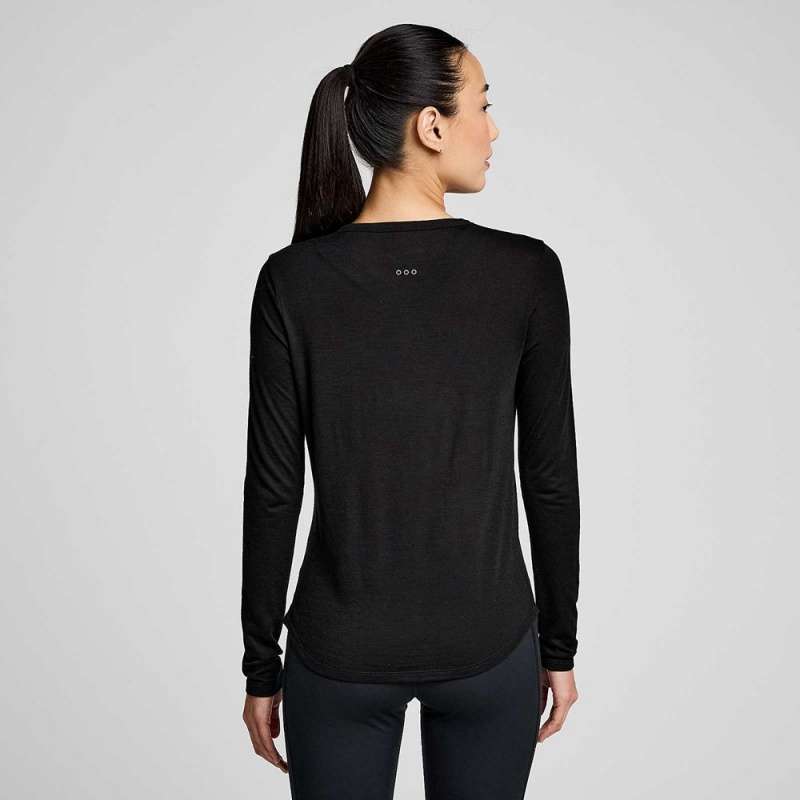 Saucony Peregrine Merino Long Sleeve Black | 061483-GQT