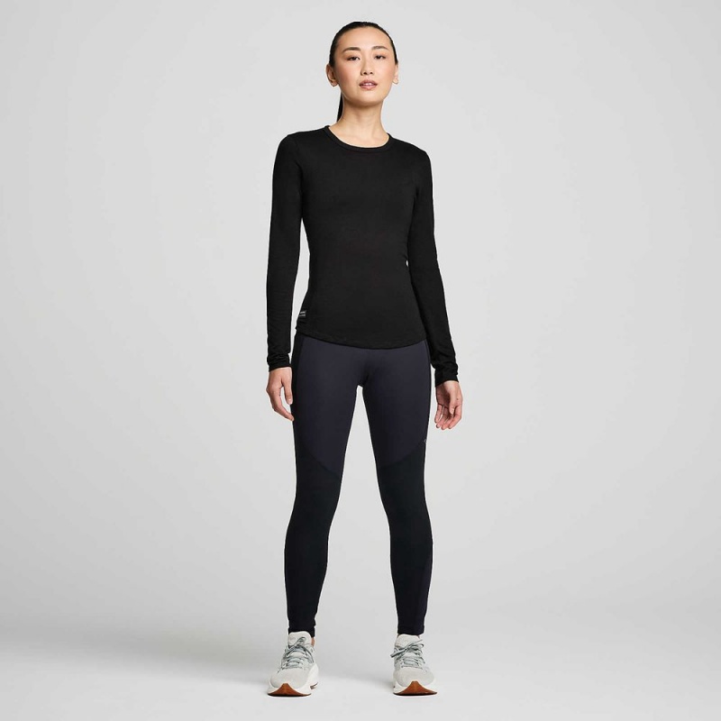 Saucony Peregrine Merino Long Sleeve Black | 061483-GQT