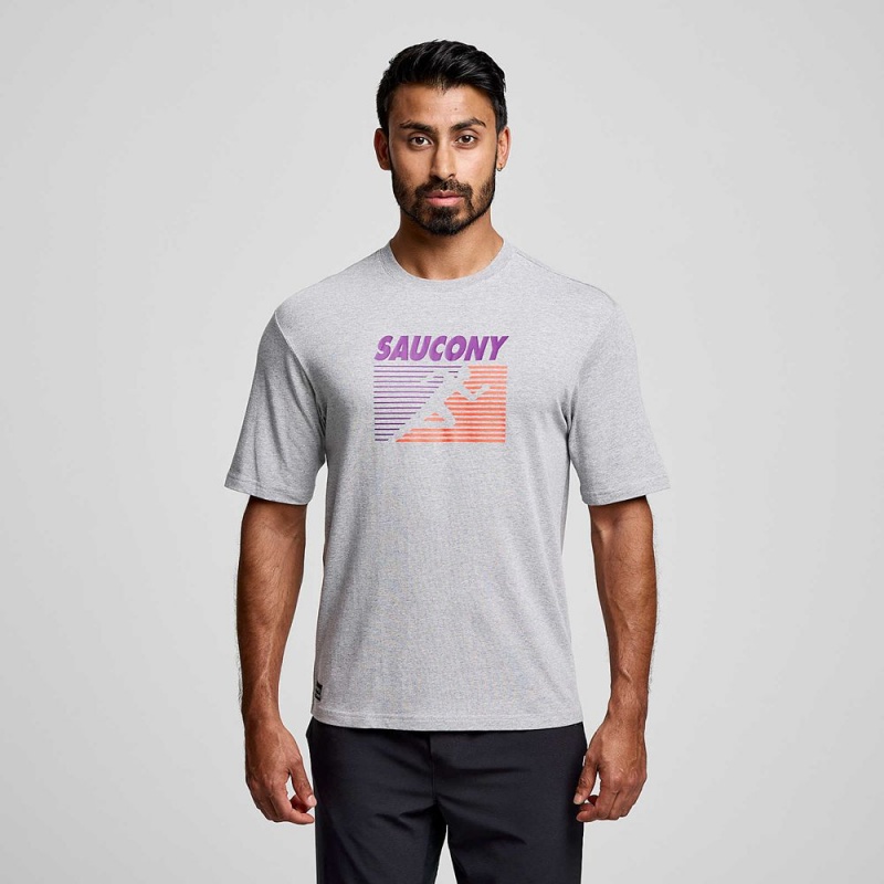 Saucony Recovery Short Sleeve Light Grey Heather Graphic | 695147-UQZ