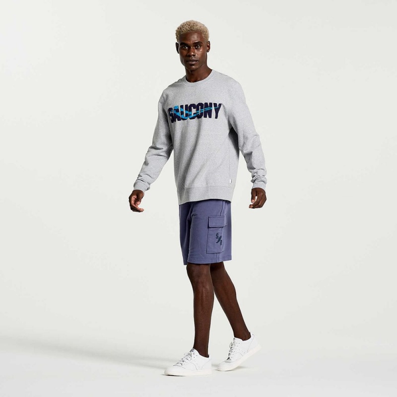 Saucony Rested Crewneck Light Grey Heather Graphic | 895472-LNR