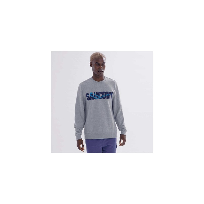 Saucony Rested Crewneck Light Grey Heather Graphic | 895472-LNR