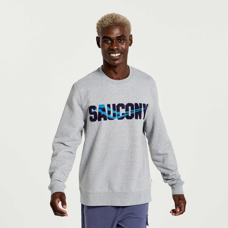 Saucony Rested Crewneck Light Grey Heather Graphic | 895472-LNR