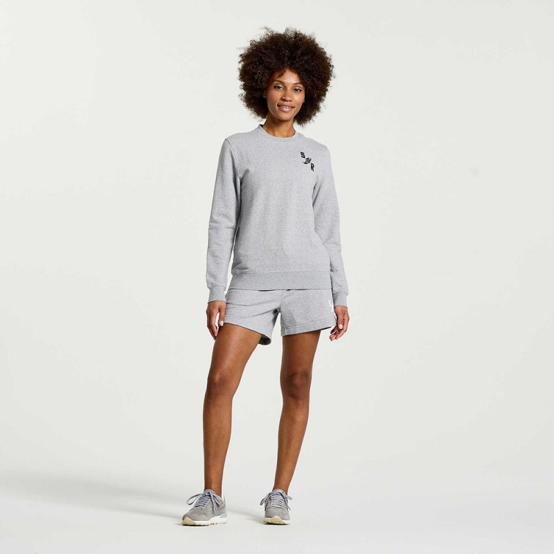 Saucony Rested Crewneck Light Grey Heather Graphic | 829015-NQH