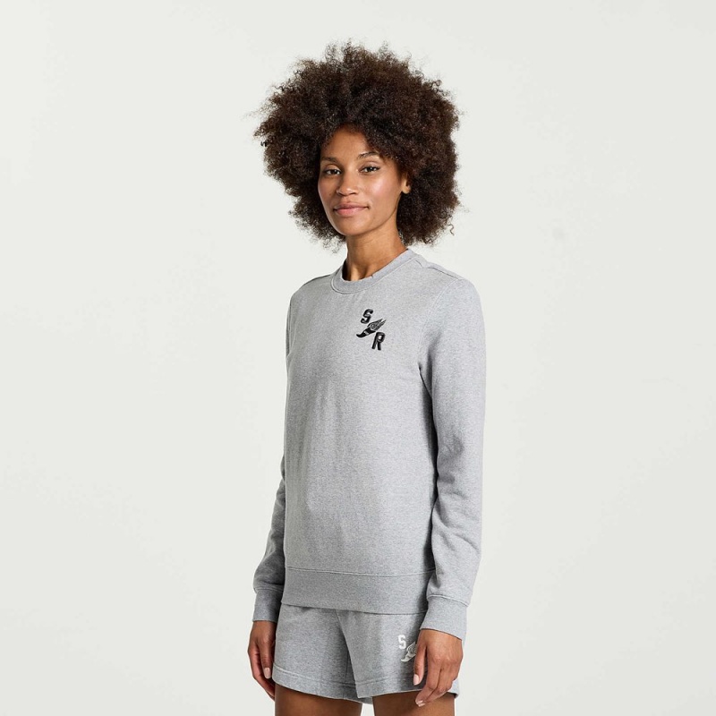 Saucony Rested Crewneck Light Grey Heather Graphic | 829015-NQH