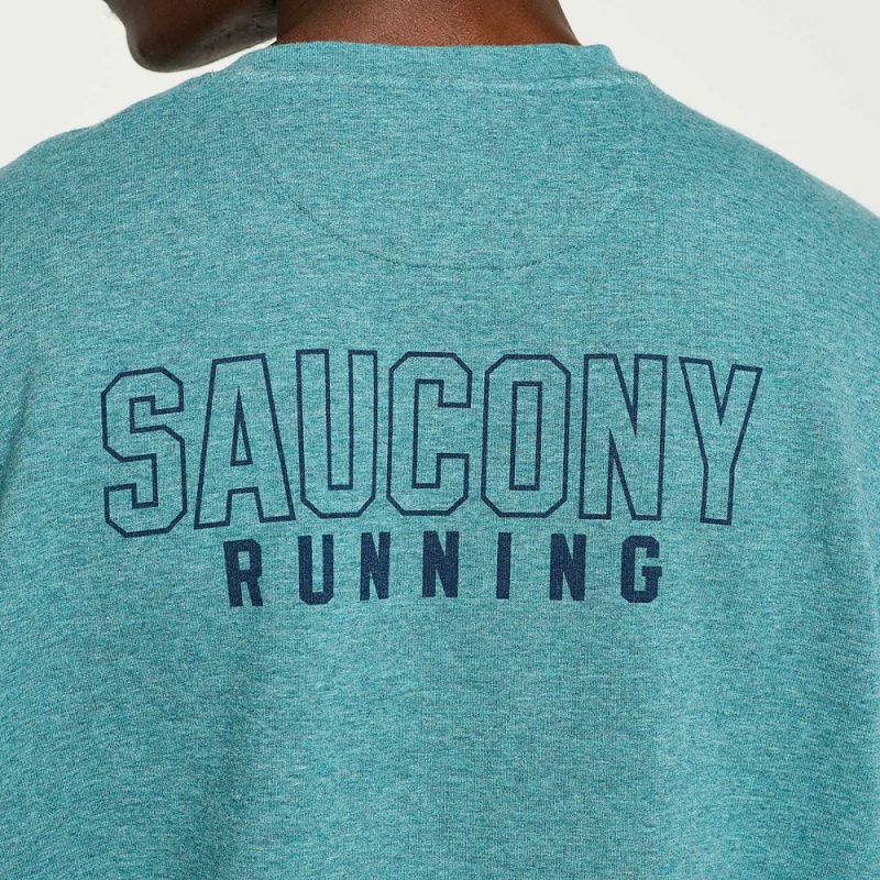 Saucony Rested Crewneck North Atlantic Heather Graphic | 614950-CBY