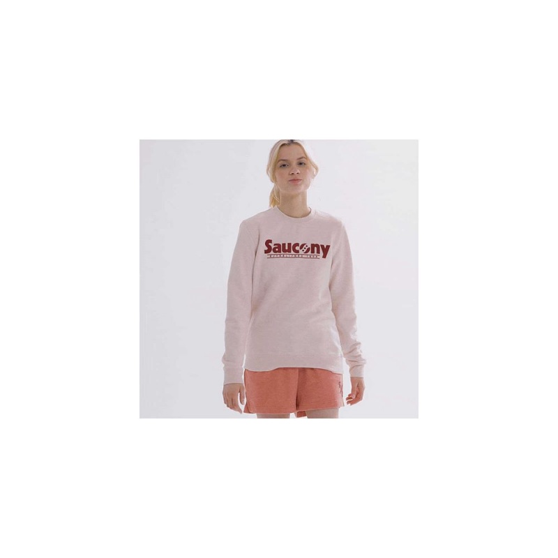 Saucony Rested Crewneck Sepia Rose Heather Graphic | 035982-XHT