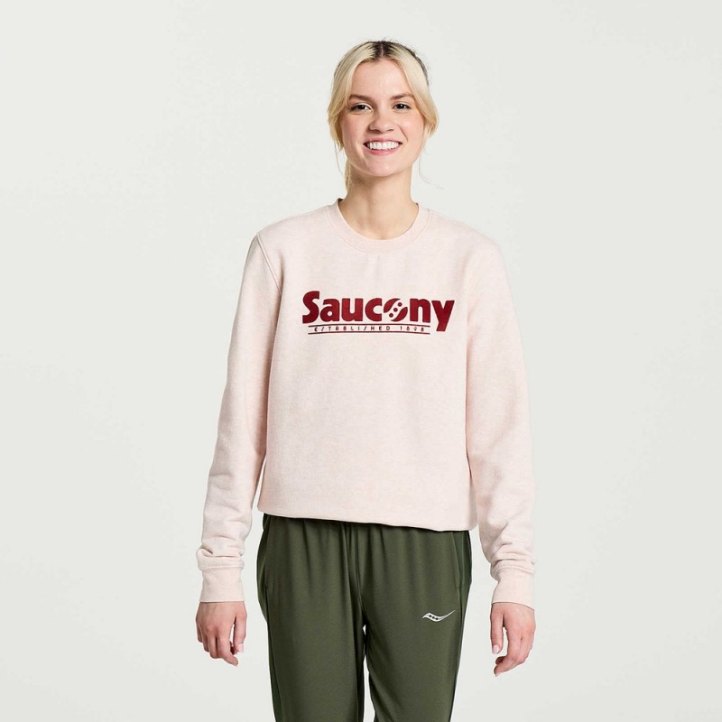 Saucony Rested Crewneck Sepia Rose Heather Graphic | 035982-XHT