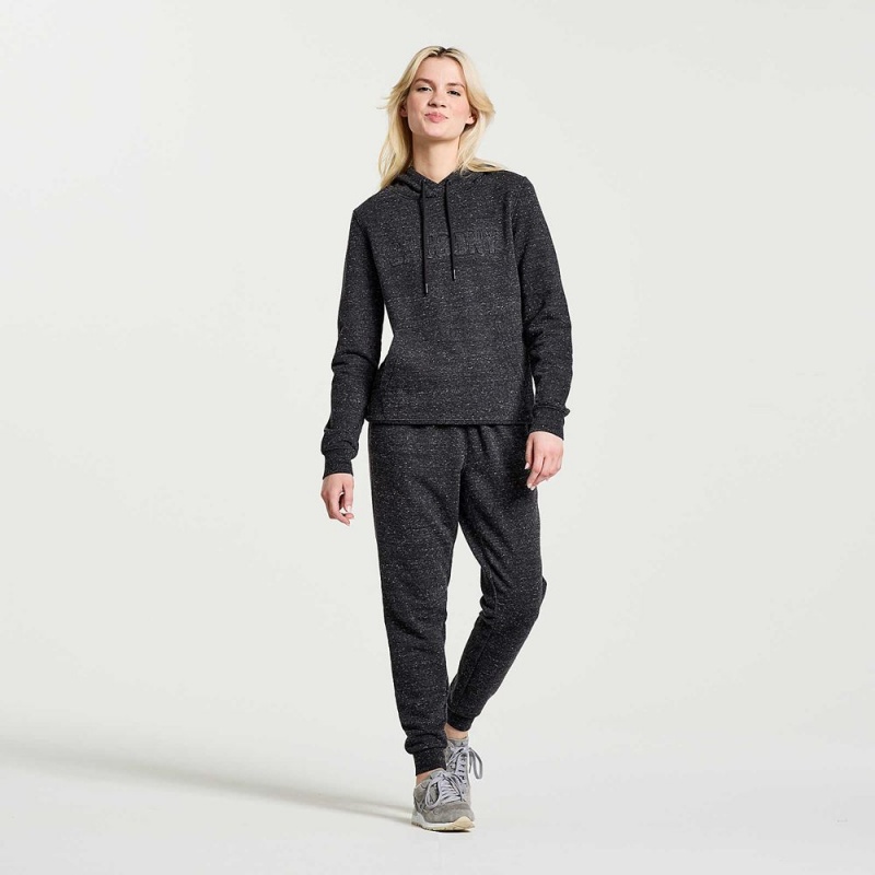 Saucony Rested Hoodie Black Heather Graphic | 104752-YUA