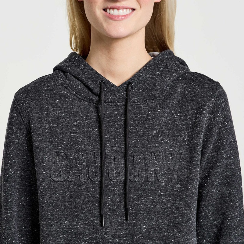 Saucony Rested Hoodie Black Heather Graphic | 104752-YUA