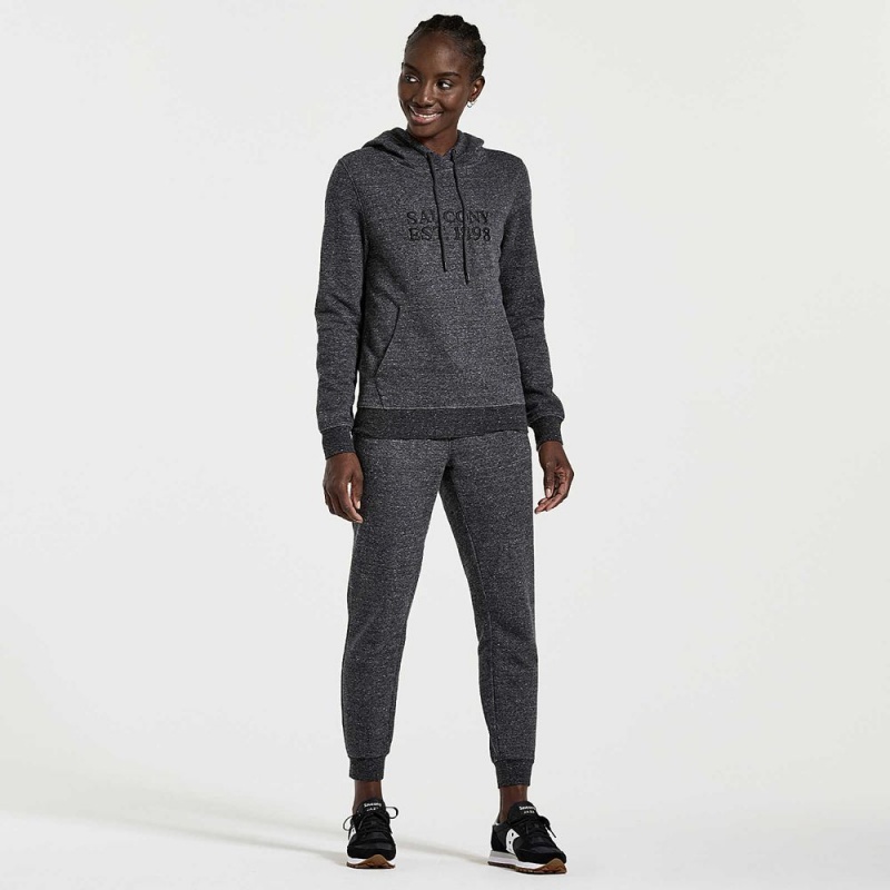 Saucony Rested Hoodie Black Heather | 567291-JSU