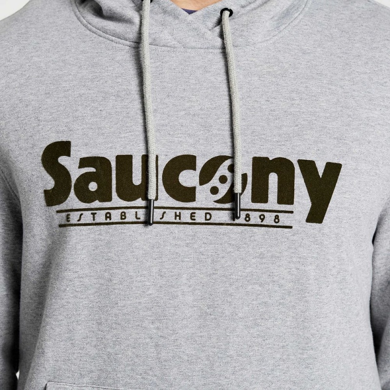 Saucony Rested Hoodie Light Grey Heather Graphic | 732159-VEK