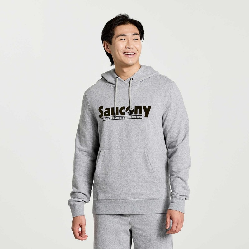 Saucony Rested Hoodie Light Grey Heather Graphic | 732159-VEK