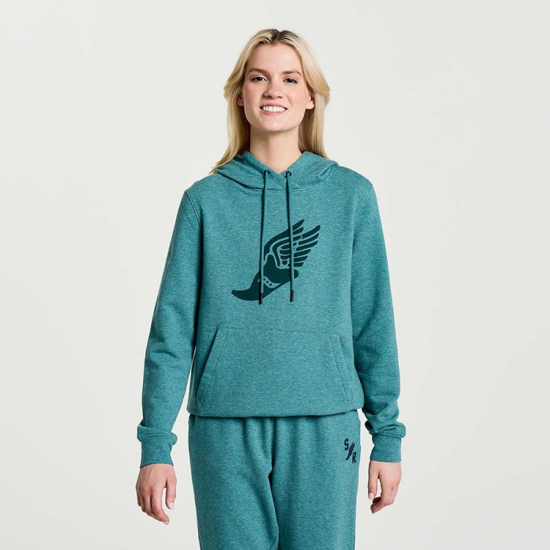 Saucony Rested Hoodie North Atlantic Heather Graphic | 310726-CRN