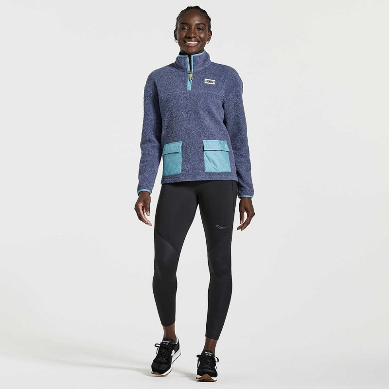 Saucony Rested Sherpa 1/4 Zip Sodalite Heather | 546239-LVG