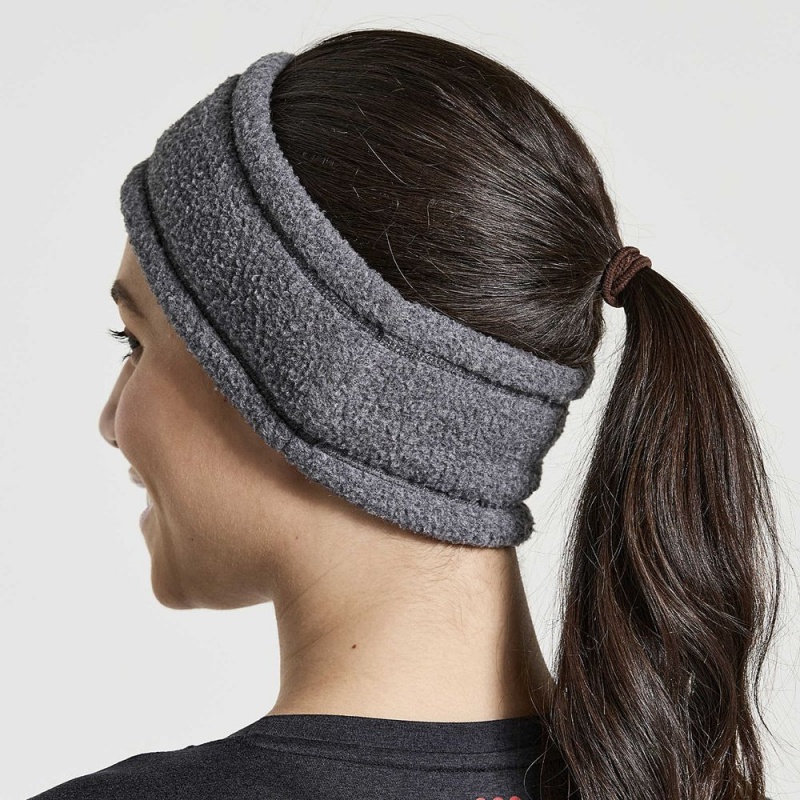 Saucony Rested Sherpa Headband Black Heather | 541279-ULS