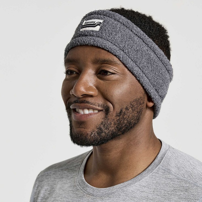 Saucony Rested Sherpa Headband Black Heather | 541279-ULS