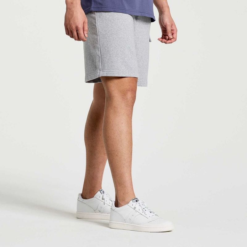 Saucony Rested Sweat Short Light Grey Heather Graphic | 947532-MWS