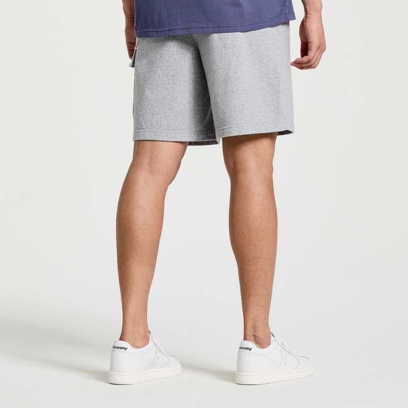 Saucony Rested Sweat Short Light Grey Heather Graphic | 947532-MWS