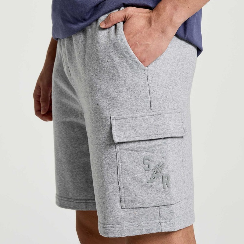 Saucony Rested Sweat Short Light Grey Heather Graphic | 947532-MWS