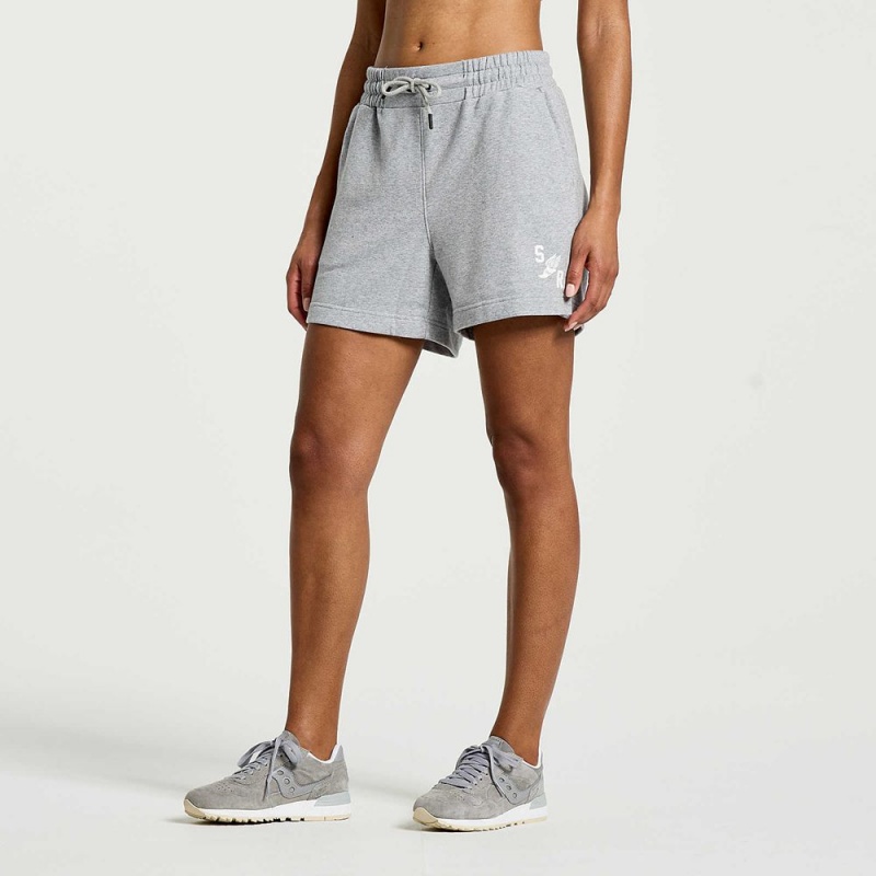 Saucony Rested Sweat Short Light Grey Heather Graphic | 483176-FDB