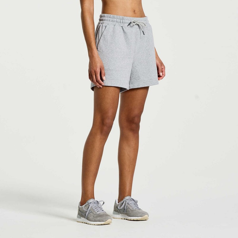 Saucony Rested Sweat Short Light Grey Heather Graphic | 483176-FDB