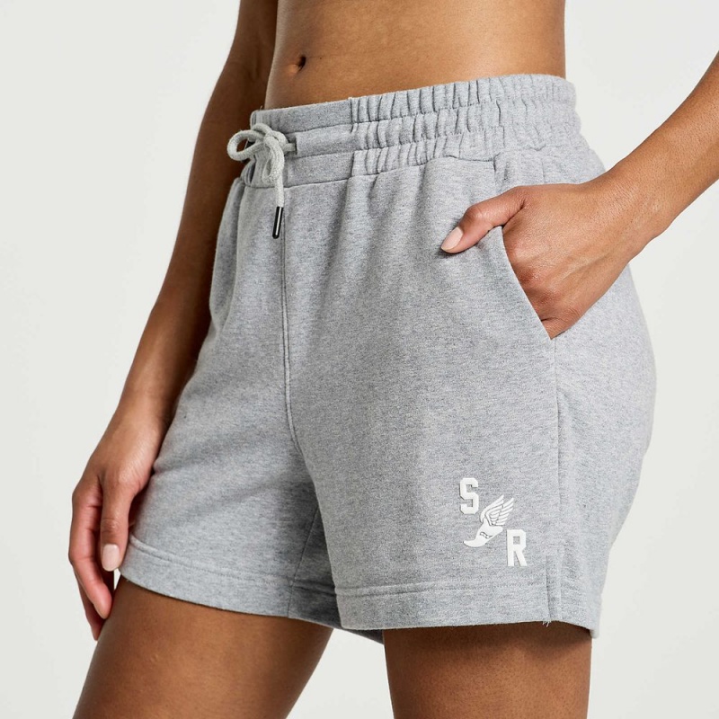 Saucony Rested Sweat Short Light Grey Heather Graphic | 483176-FDB