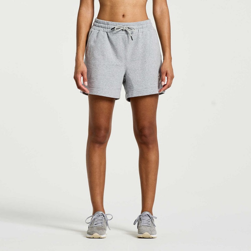 Saucony Rested Sweat Short Light Grey Heather Graphic | 483176-FDB