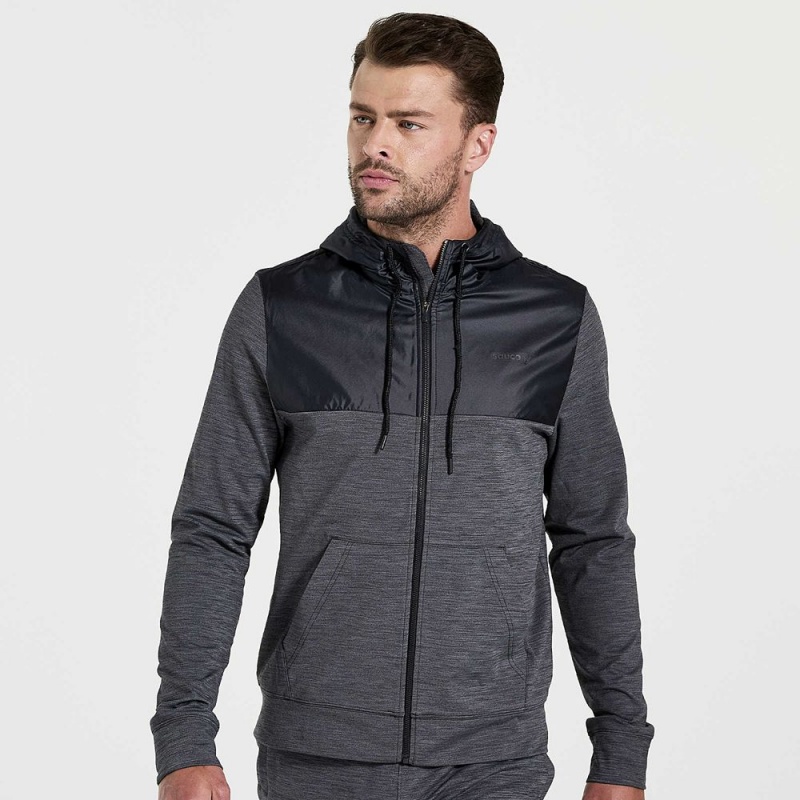 Saucony Solstice Zip Hoody Black Heather | 213064-LKI