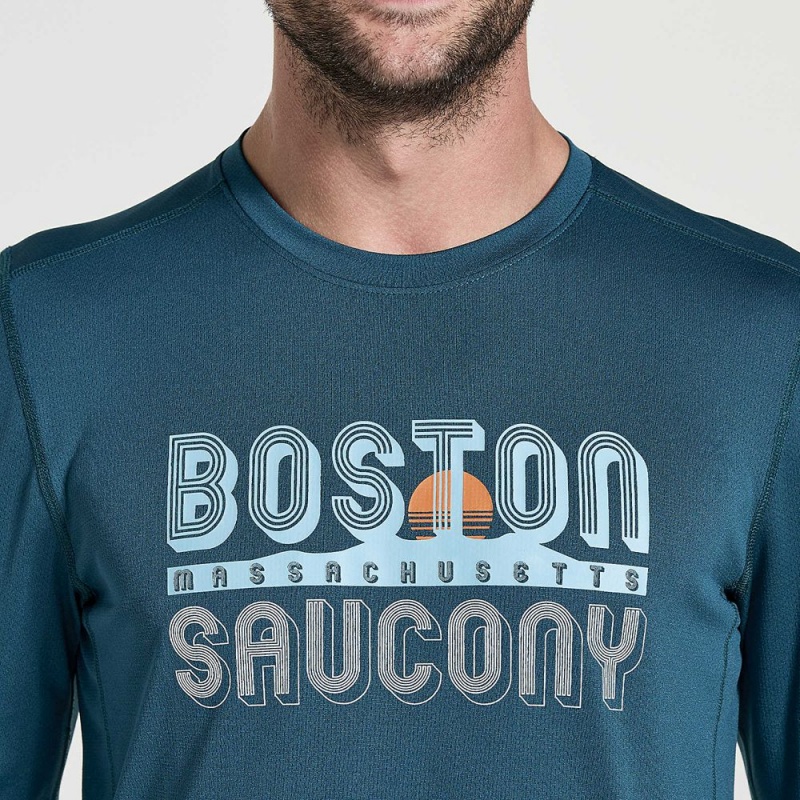 Saucony Stopwatch Graphic Long Sleeve Lagoon Graphic | 463791-CEI