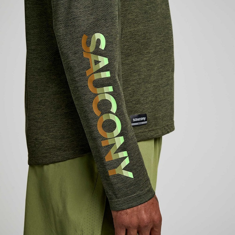 Saucony Stopwatch Graphic Long Sleeve Umbra Heather Graphic | 542706-ZPD