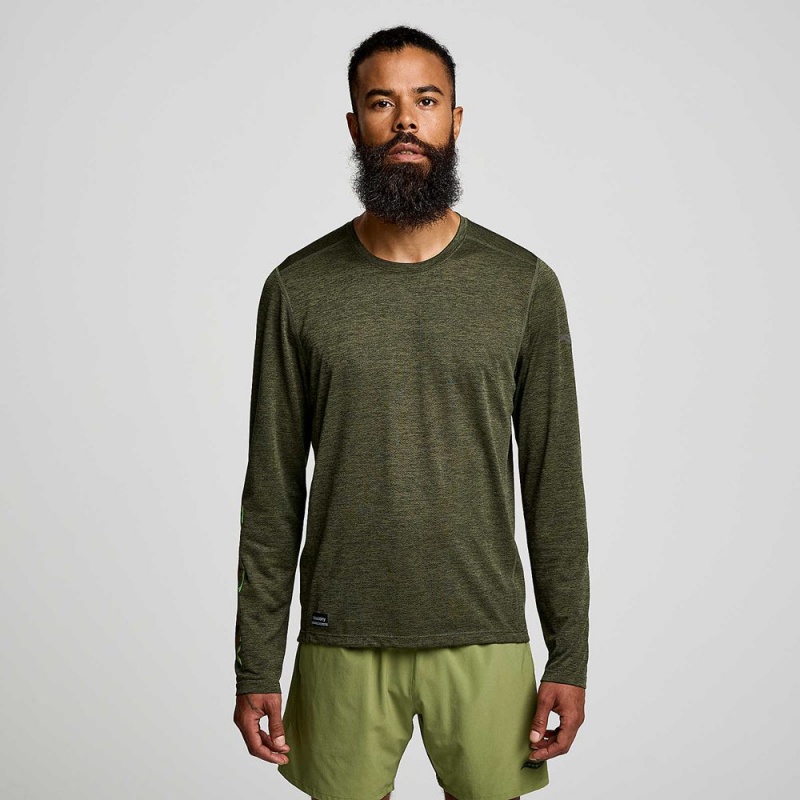 Saucony Stopwatch Graphic Long Sleeve Umbra Heather Graphic | 542706-ZPD